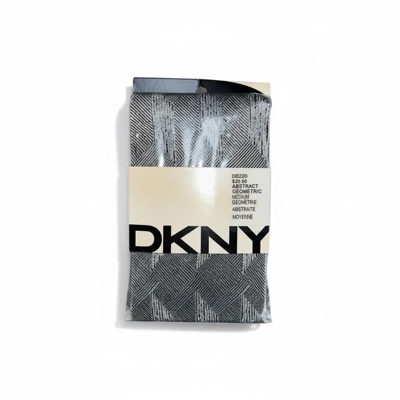 NWT DKNY Black & Silver Gray Opaque Flannel Tights Geometric 90s Y2K Layer M - Picture 3 of 10